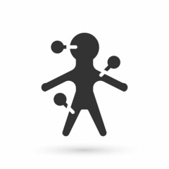 Grey Voodoo doll icon isolated on white background. Vector