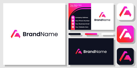 Initials Letters AC CA Geometric Modern Simple Monogram Icon Logo Design with Business Card Template