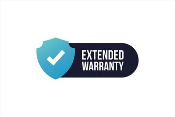 extended product warranty stamp badge label graphic design element with check mark and blue shield shield