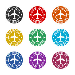 Airport icon isolated on white background, color set