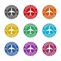 Airport icon isolated on white background, color set
