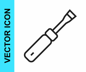 Black line Screwdriver icon isolated on white background. Service tool symbol. Vector