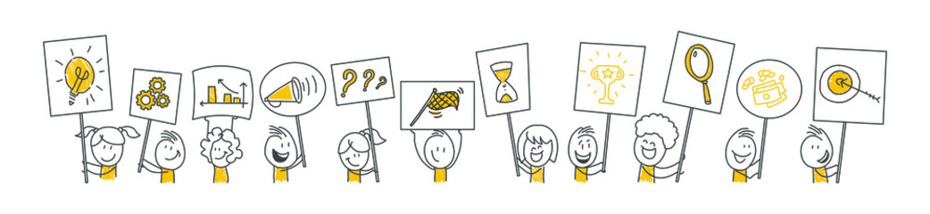 Stick men figures for business purposes or presentations. Vector.