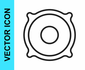 Black line Stereo speaker icon isolated on white background. Sound system speakers. Music icon. Musical column speaker bass equipment. Vector