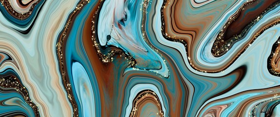 Abstract background with golden paths accent, modern minimal marble watercolour painting made with alcohol ink technique, fluid illustration, liquid wallpaper for print, book and brochure covers