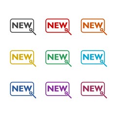 New price tag icon isolated on white background, color set