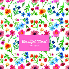Beautiful pink floral spring vintage seamless pattern