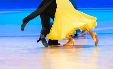 Woman and man dancer latino international dancing. Horizontal sport theme poster, greeting cards,...