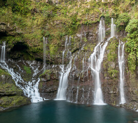 Fototapeta na wymiar Langevin waterfall in Réunion Island, France