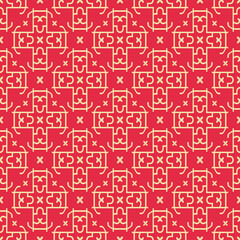 Vector background pattern for seamless textures and wallpapers with abstract decorative ornament on a red background. Flat design
