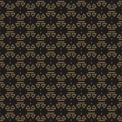 Sierkussen Vector achtergrondpatroon voor naadloze texturen en wallpapers. Abstracte geometrische. Kleuren gebruikt in de afbeelding: zwart, goud. Plat ontwerp © PETR BABKIN