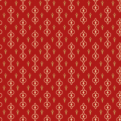 Stylish background pattern with decorative elements on a red background. Fabric texture swatch, seamless wallpaper. Vector illustration