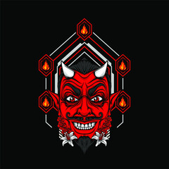 smiling devil face with awesome background