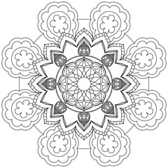 Leaf Flower Petal Coloring Mandala Art Simple Graphic Shape Vector Floral Oriental Outline Vintage Decorative Elements Pattern Illustration Islam Arabic Indian Turkish Mystic Religion Morals Lotus