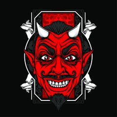 smiling devil face with awesome background