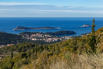 View of Adriatic coast in Croatia from a mountain.