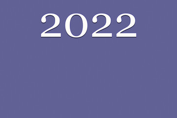 Very Peri color of the year 2022 and date 2022 on white color. Trending color 2022, pantone. Festive trending background