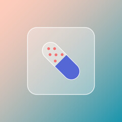 Medical icon of medicine drug in glassmorphism style