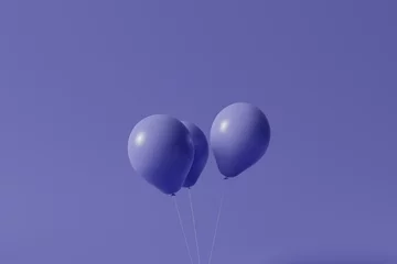 Photo sur Plexiglas Pantone 2022 very peri Flying Balloons. Minimal trend, Color of the year 2022 Very Peri. 3d rendering