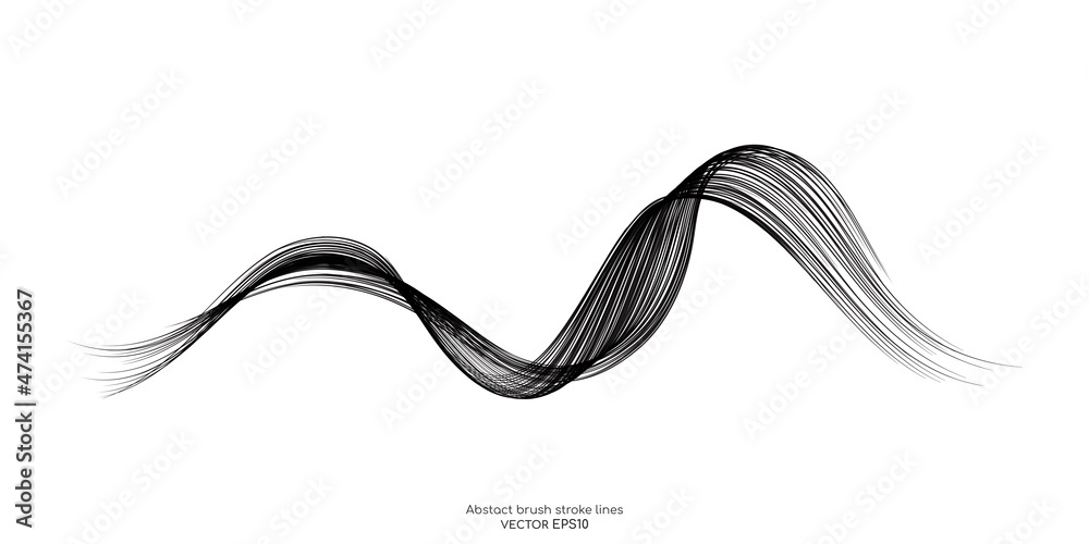 Poster Vector brush stroke colorful curved wave lines isolated on white background for design element