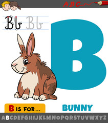 letter B from alphabet with cartoon bunny animal