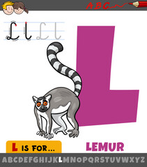 letter L from alphabet with cartoon lemur animal character © Igor Zakowski