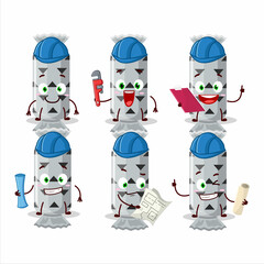 architect white long candy package cute mascot character with pliers