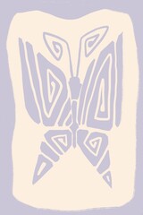 Modern design, delicate illustration in blue and yellow colors, butterfly