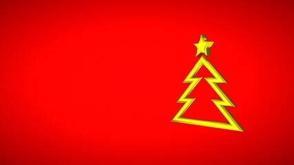 The symbol of New Year and Christmas on a pink background. Green glossy Christmas tree with metal star. 3D animation of rotation. Seamless loop, 4K animation