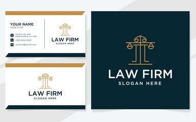 Obraz na płótnie Canvas Law firm logo with modern lines suitable for lawyer, court or law office with business card template