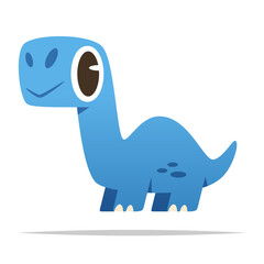 Cute cartoon brontosaurus or brachiosaurus dinosaur vector isolated illustration