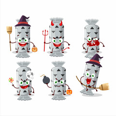 Halloween expression emoticons with cartoon character of white long candy package