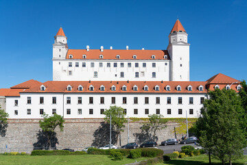 Fototapeta na wymiar Bratislava Castle against clear sky in summer