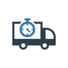 Delivery Time Icon - Truck With Timer Icon