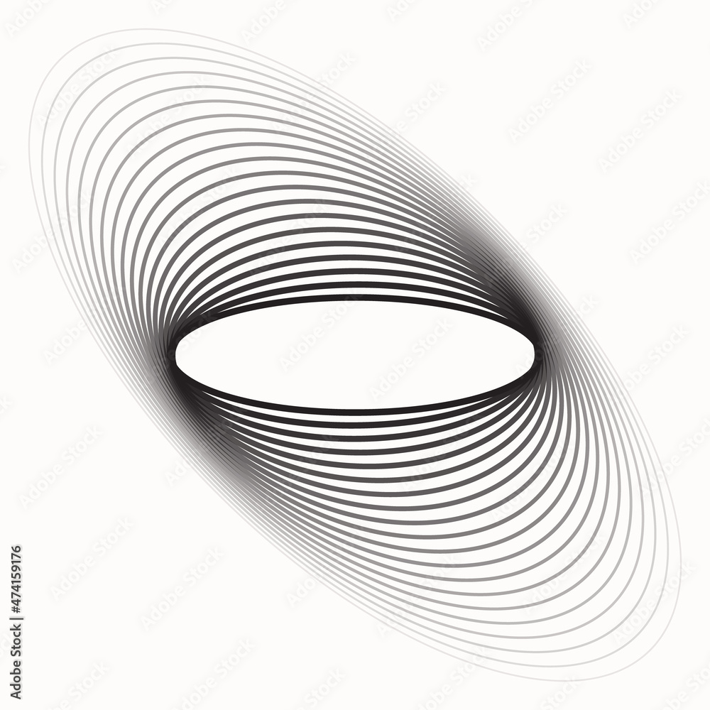 Aufkleber Abstract ellipse with transition from black to invisible. Art icon or sign.