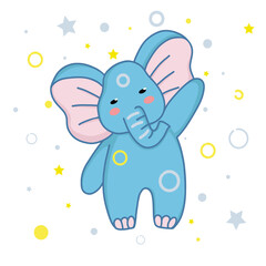 Magic blue elephant in the starry sky