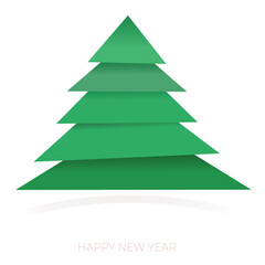 Christmas tree vector illustration isolated on beige background. Christmas and New Year holidays symbol. Mock up for greeting card, minimalism