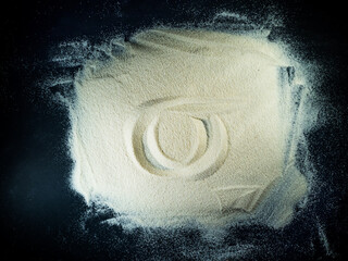 Greek letter sigma written on the white sand with black background