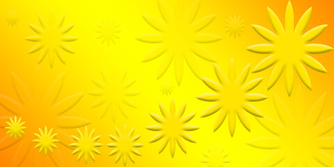 Yellow Color Backdrop Or Background Design With Flowers