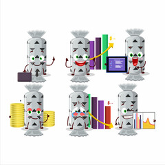 White long candy package character designs as a trader investment mascot