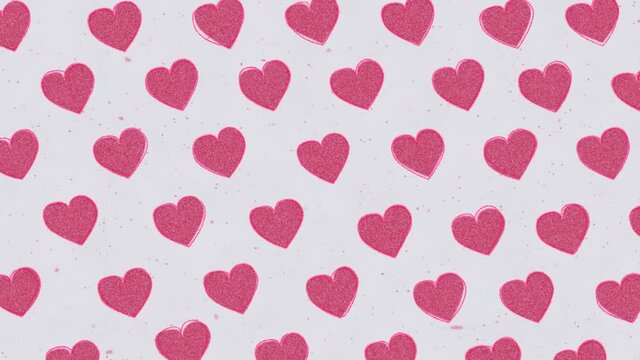 Animated hearts pattern with frame by frame cartoon style