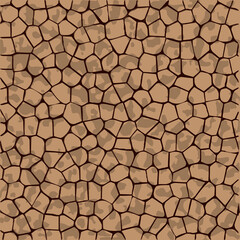 Dry ground parched soil, cracked earth texture. Vector pattern with cracks in brown beige colors.