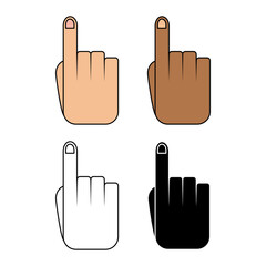 Hand pointing up vector. hand with pointing finger set. tap gesture