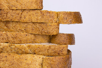 Whole Wheat Bread on White Background