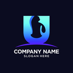 U Letter Cat Logo Design Template Inspiration