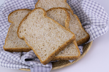 Whole Wheat Bread on White Background