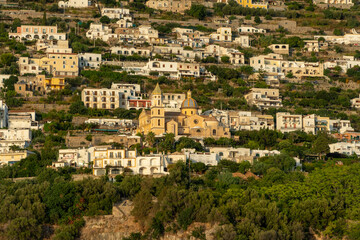 Amalfi coast from the sea in Campania region Italy on September 2021