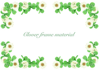 野の花・クローバーのフレーム（水彩画）／Wildflower　clover framer (watercolor painting)