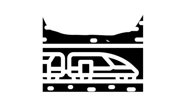 underwater railway tunnel animated glyph icon underwater railway tunnel sign. isolated on white background
