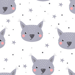 Cute hand drawn seamless pattern wiht owl. Fun print for baby